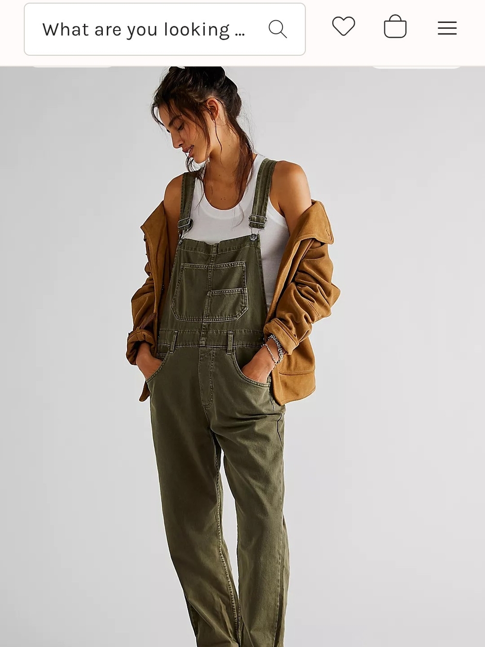 We The Free Olive Green Cotton Overalls